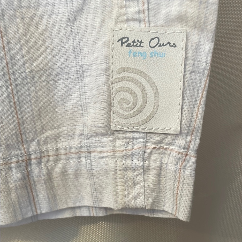 Mini Man Blue and White Textured Pant - Picture 2 of 7